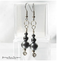 Wire Wrapped Bead Hematite Earrings