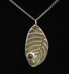 February Birthstone Leaf Pendant